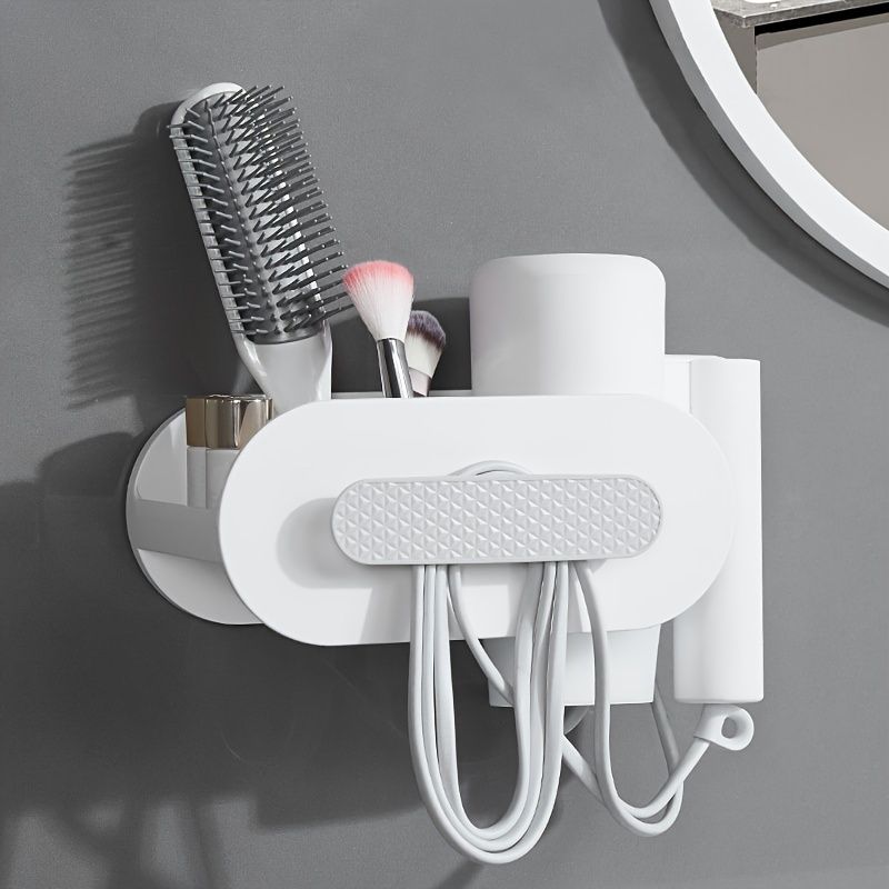 1pc Holder Hairdressing Dryer Hanging Comb Straightener Multi Use Organizer  Curler Hair Tool Sundries Shelf Bathroom Storage Rack Wall Mounted White |  Shop On Temu And Start Saving | Temu