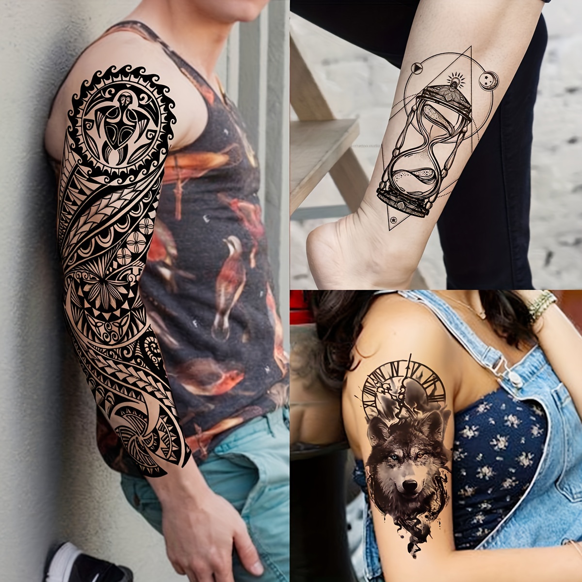 Tatuajes De Brazo Para Hombres Manga Completa Brazo Tattoo 6 Diseños  Temporales