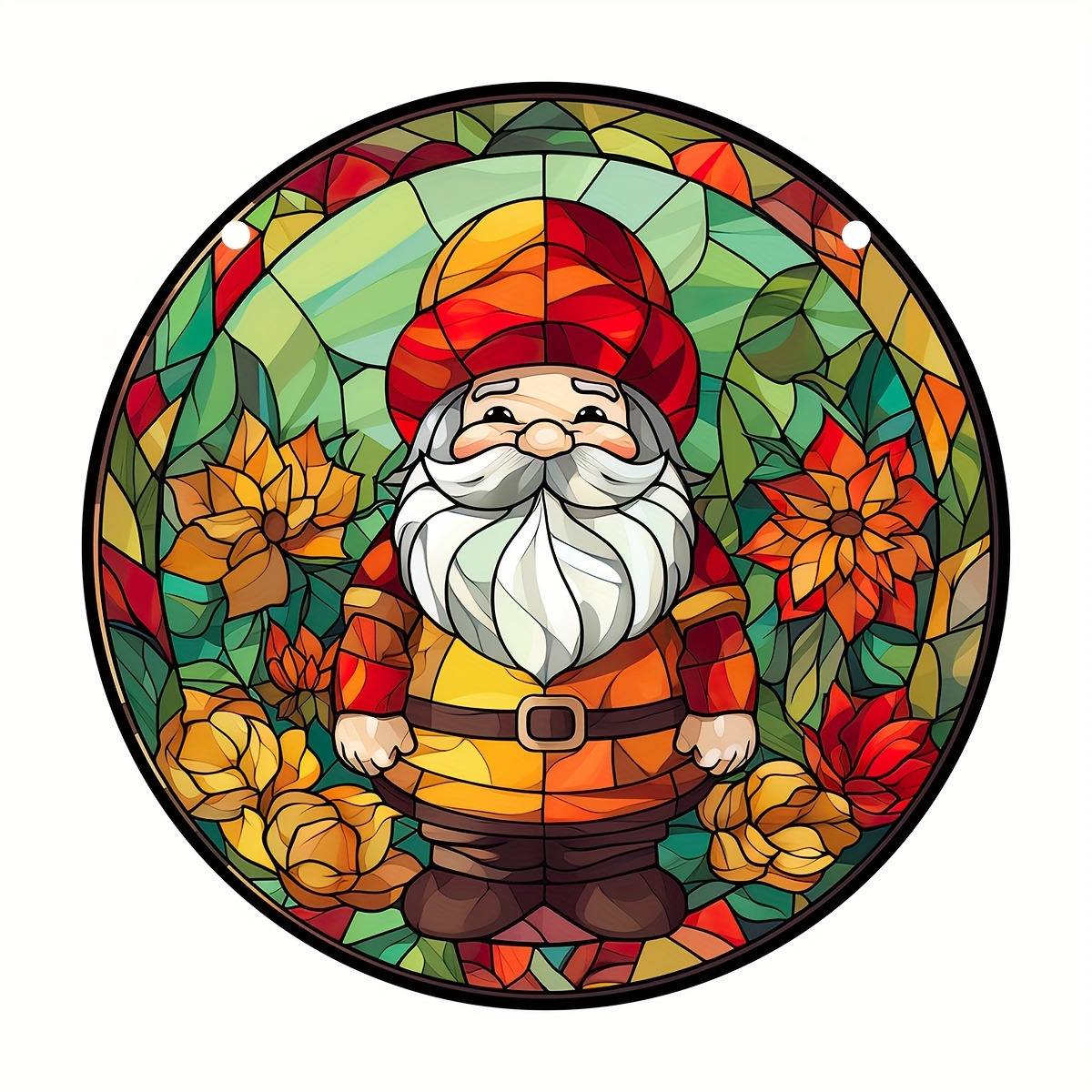 Gnome Stained Window Hangings Gnomes Christmas Elf Fall Home - Temu