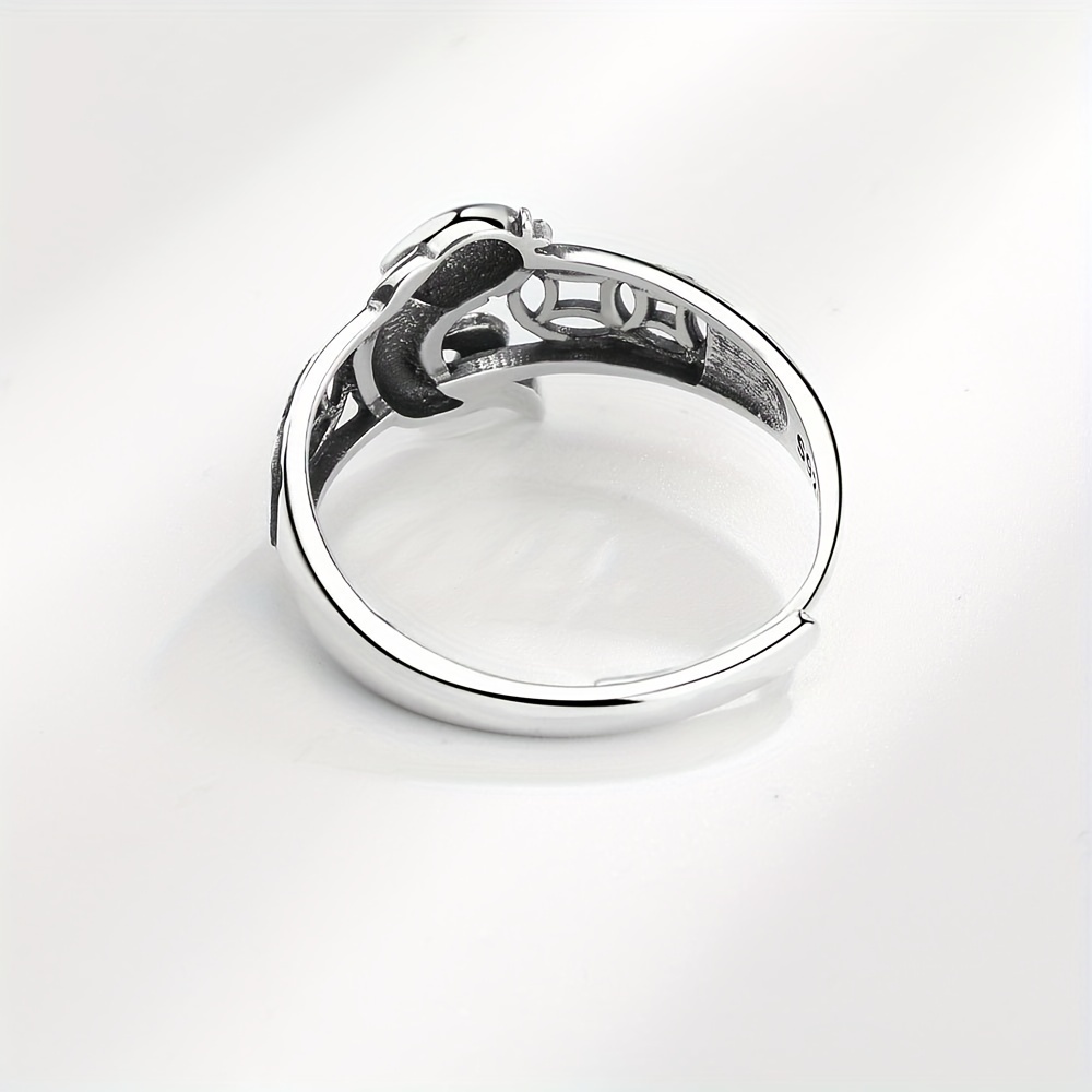 Men's Trendy 925 Silver Ring Classic Romantic Koi Fish Decor - Temu