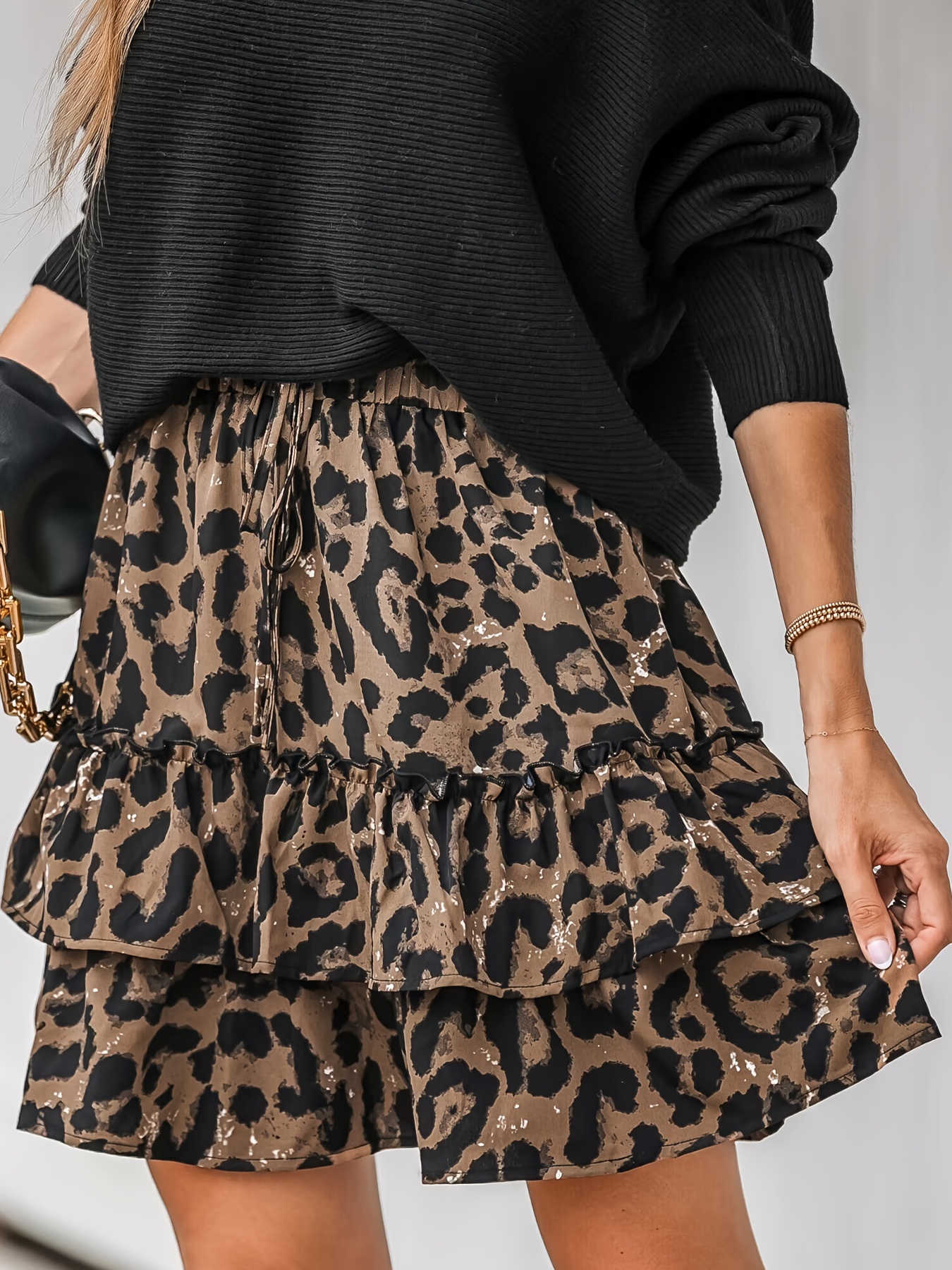 Layered clearance leopard skirt