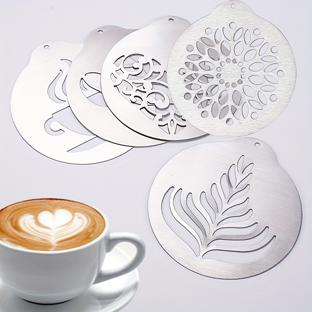 Stainless Steel Coffee Flower Diy Layering Coffee Stencil - Temu