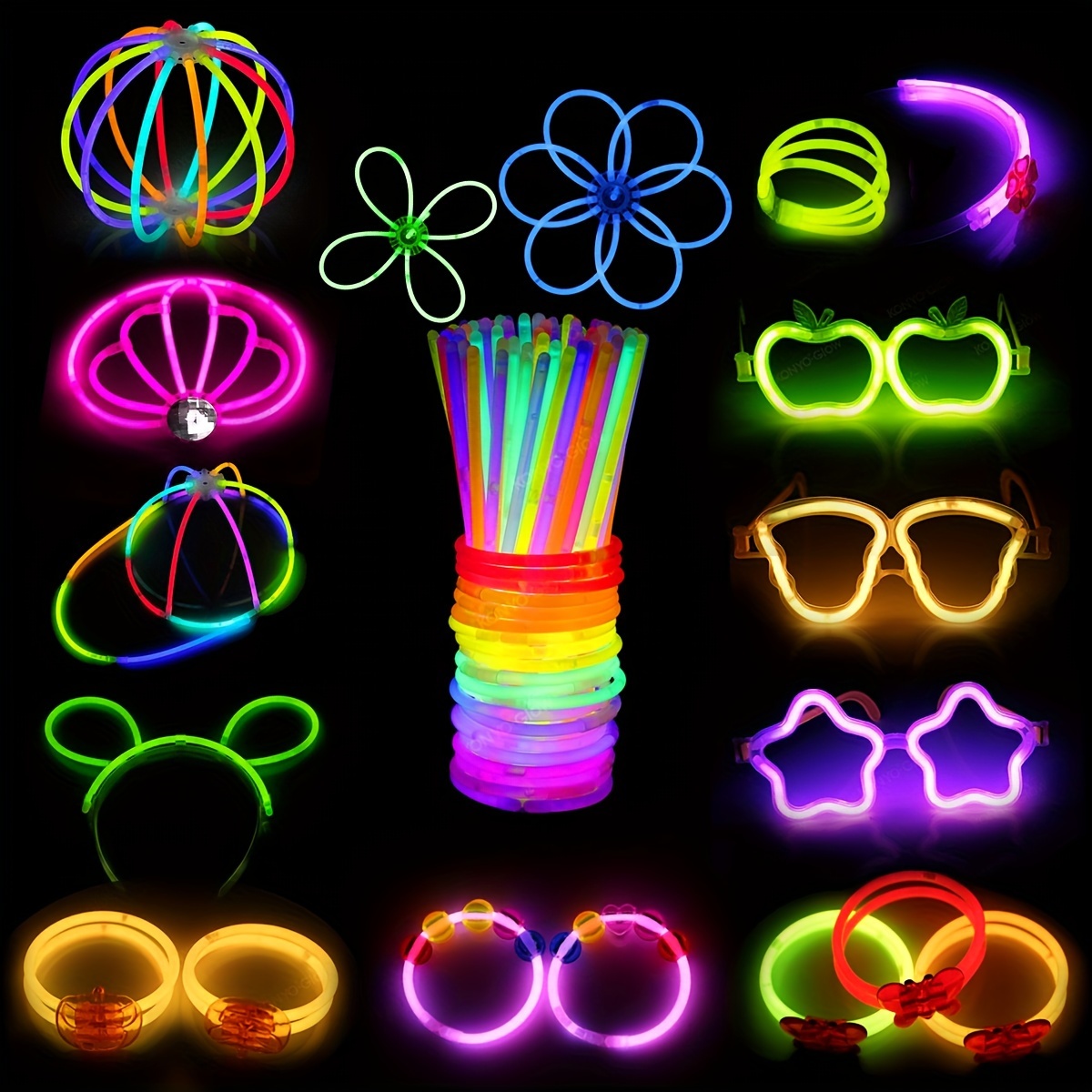 24 Stück Glasfaser Leuchtstab, LED Leuchtstab Glasfaser, Leuchtstab mit  Multicolor Licht, Leuchtstäbe für Konzerte LED, Leuchtstäbe Bunte, 3 Modi  Farbe Blinkende, für Party, Konzert, Hochzeit : : Beleuchtung