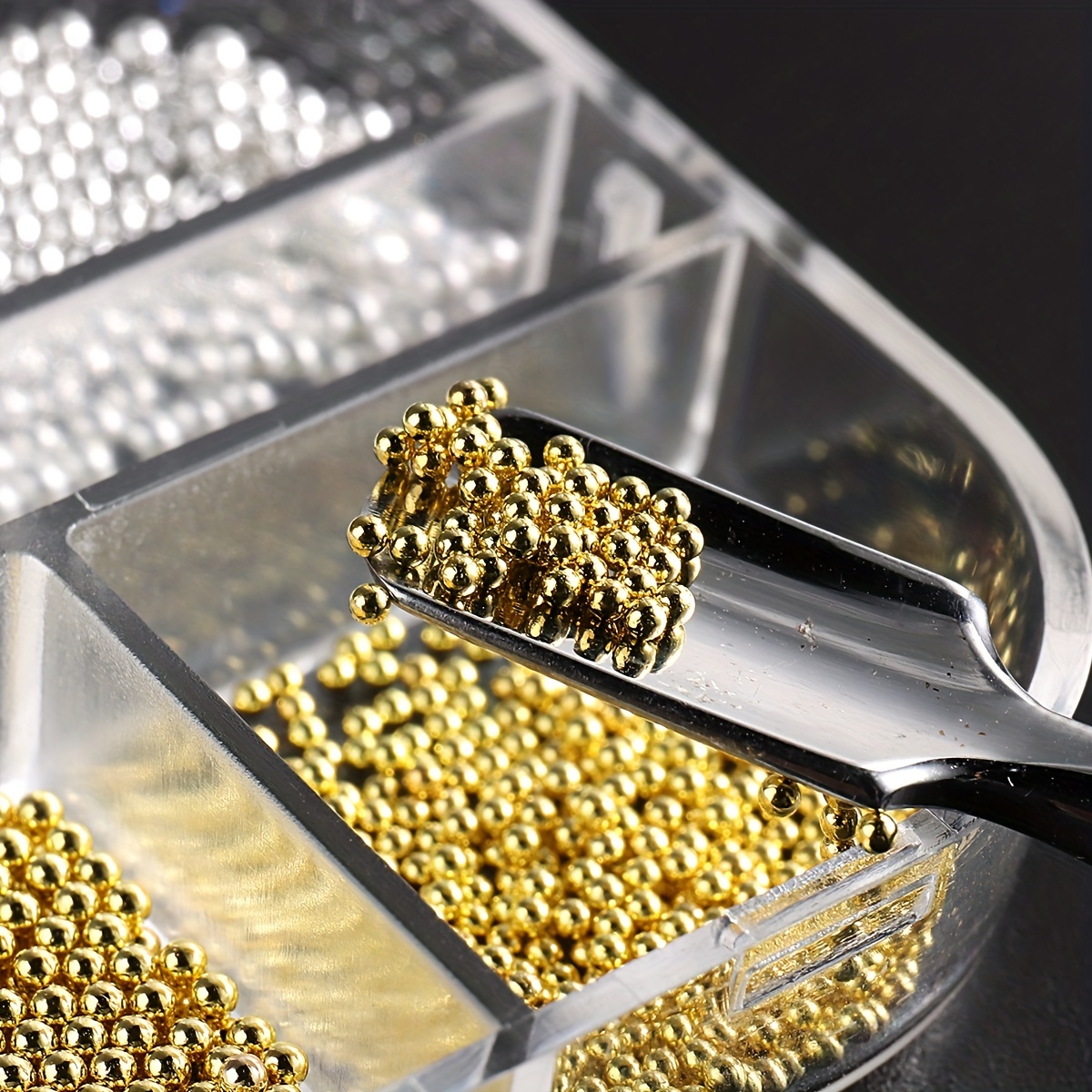 2Pcs Gold Silver Mini Metallic Caviar Nail Beads for 3D Metal Nail Ball  Decoration Manicure Tools