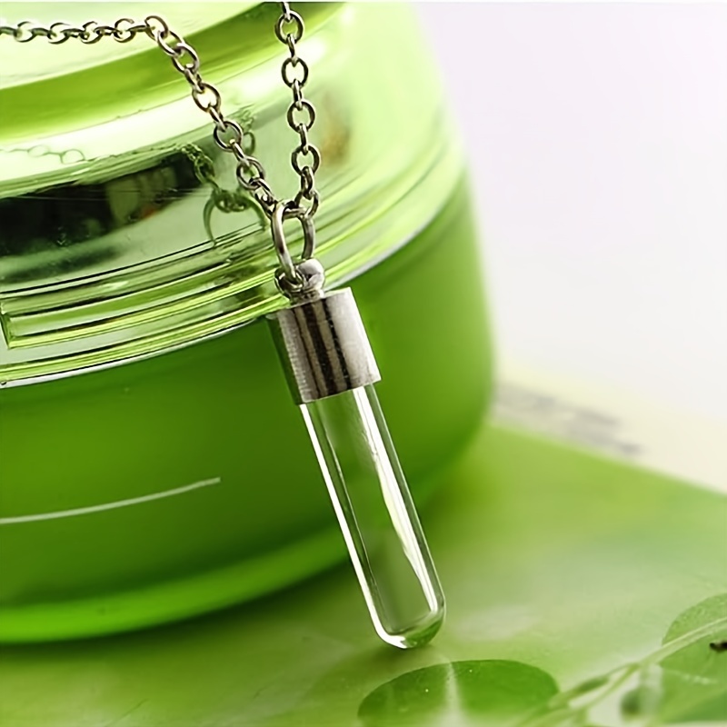 Clear Glass Tube Urn Necklace - Silver Cremation Jewelry for Ashes