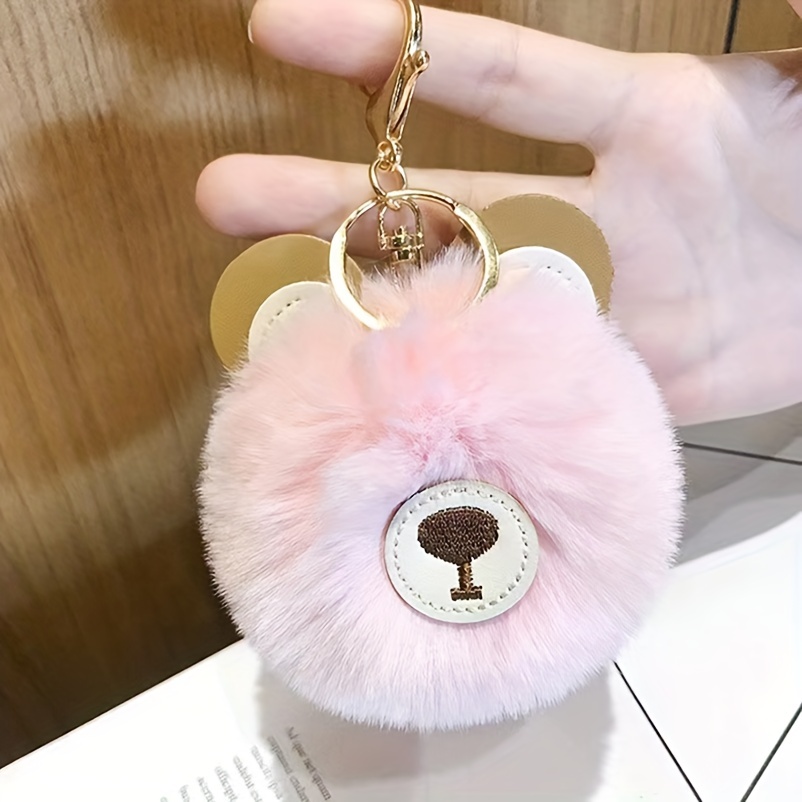 Love Heart Bear Pom Pom Keychain Pendant Fashion Cute Elegant Car Keyring  Ornament Bag Purse Charm Accessories - Temu