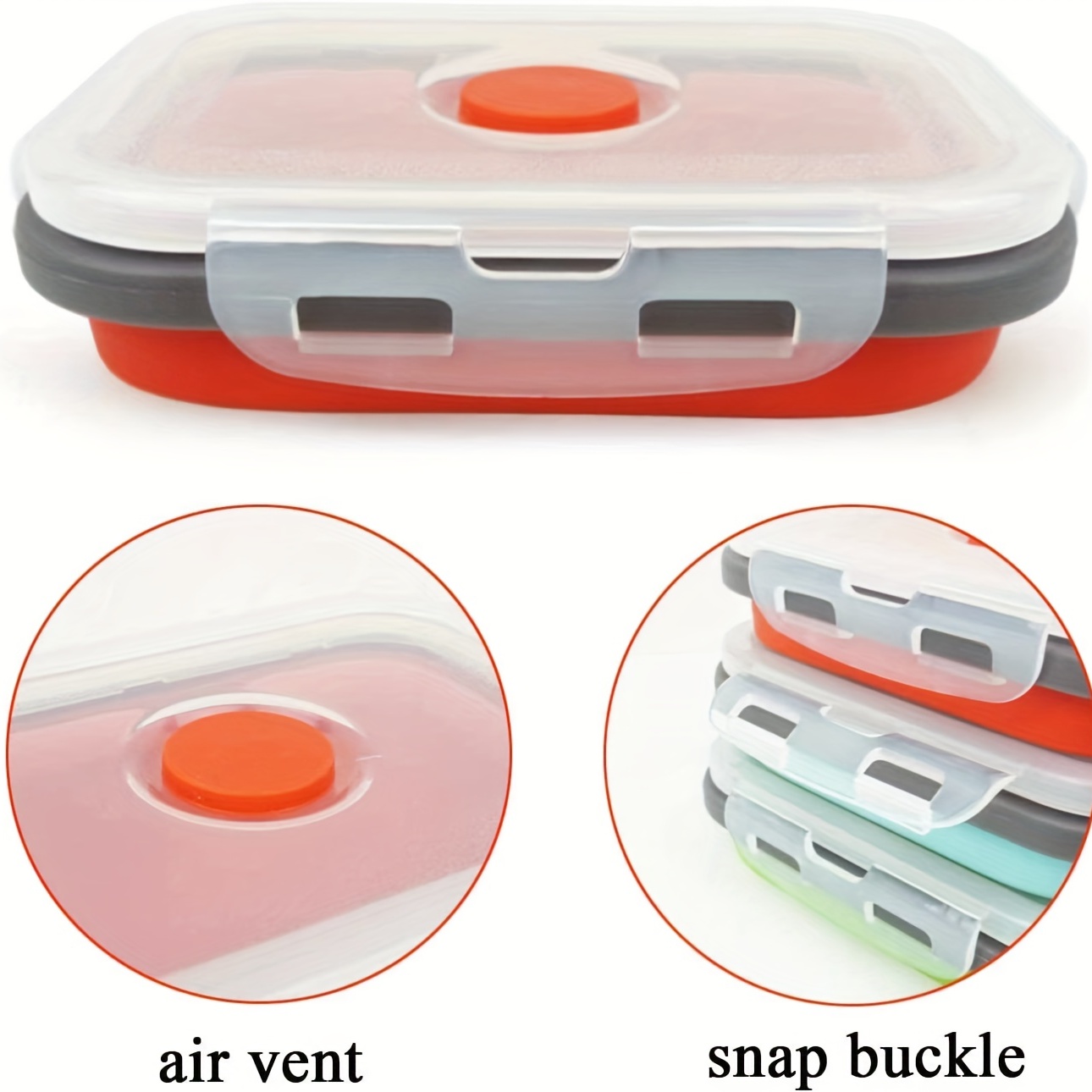 Collapsible Foldable Silicone Food Storage Container With Plastic Lids,  Portable Lunch Box, Bpa Free, Leftover Meal Box With Airtight Plastic Lids  For Kitchen, Back To School Supplies - Temu