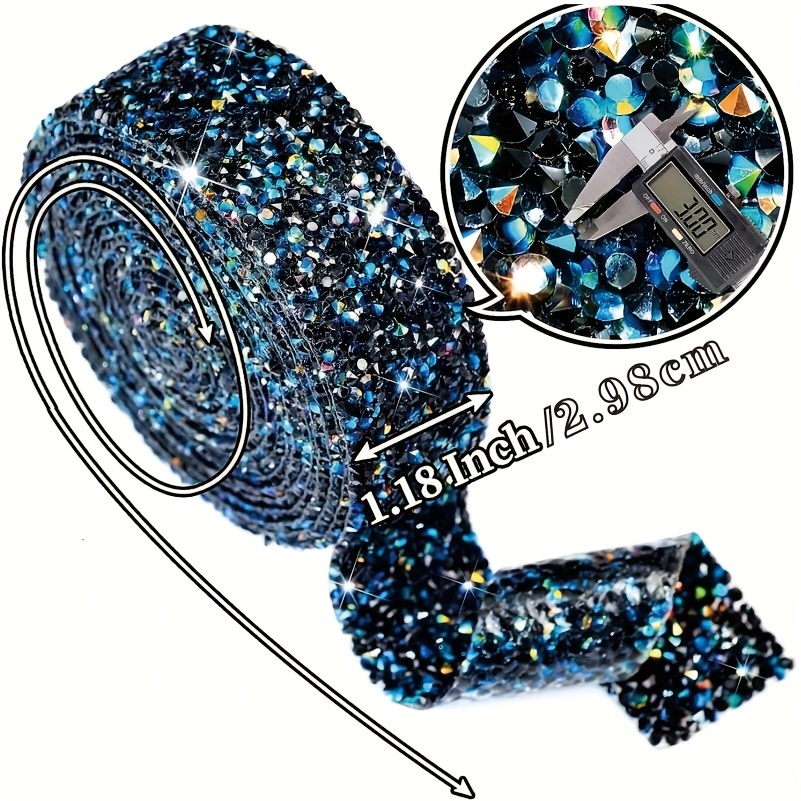 Cludoo 3 Rolls Rhinestone Ribbons, Silver Self Adhesive Rhinestone Strips,  Diamond Rhinestone Roll Rhinestone Tape Bling Wrap, Bling Stickers