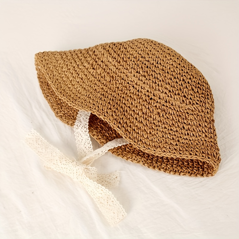 Handmade Summer Children's Straw Hat Baby Crochet Sunshade - Temu