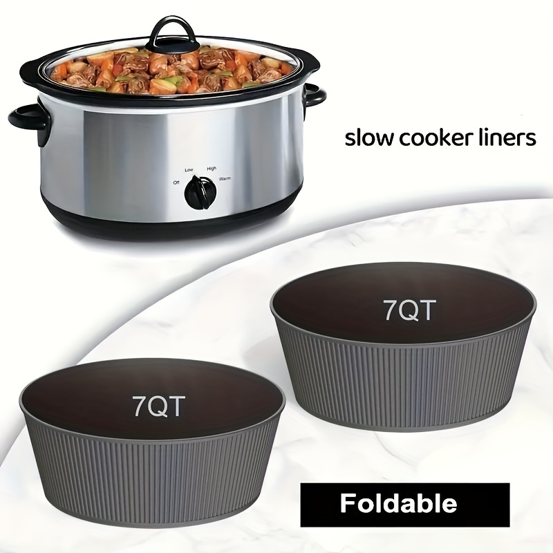 FROVEN 4QT Oval Slow Cooker Divider Compatible Silicone Crock Pot Liner 4  QT, Reusable Slow Cooker Liners, Leakproof & Dishwasher Safe for Most 4