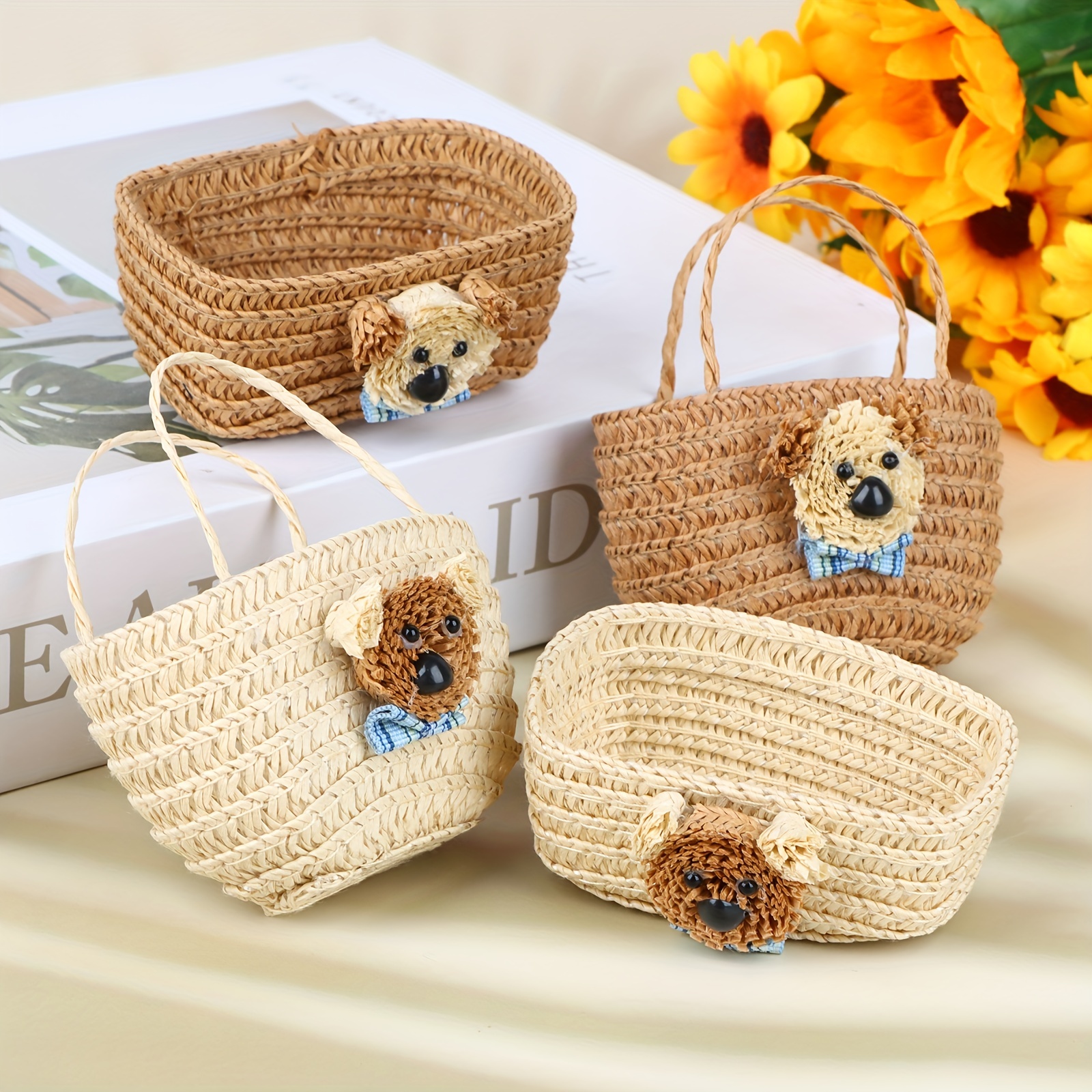 DOITOOL 10 mini cestas tejidas con asas, cesta de flores para casa de  muñecas, cesta pequeña de ratán para pícnic, cesta de regalos de dulces,  para