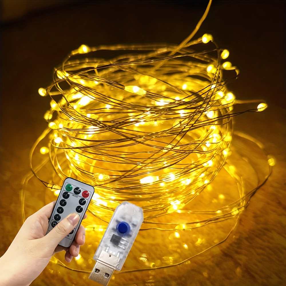 Battery Powered LED Fairy Lights with Silver Wire - 13ft