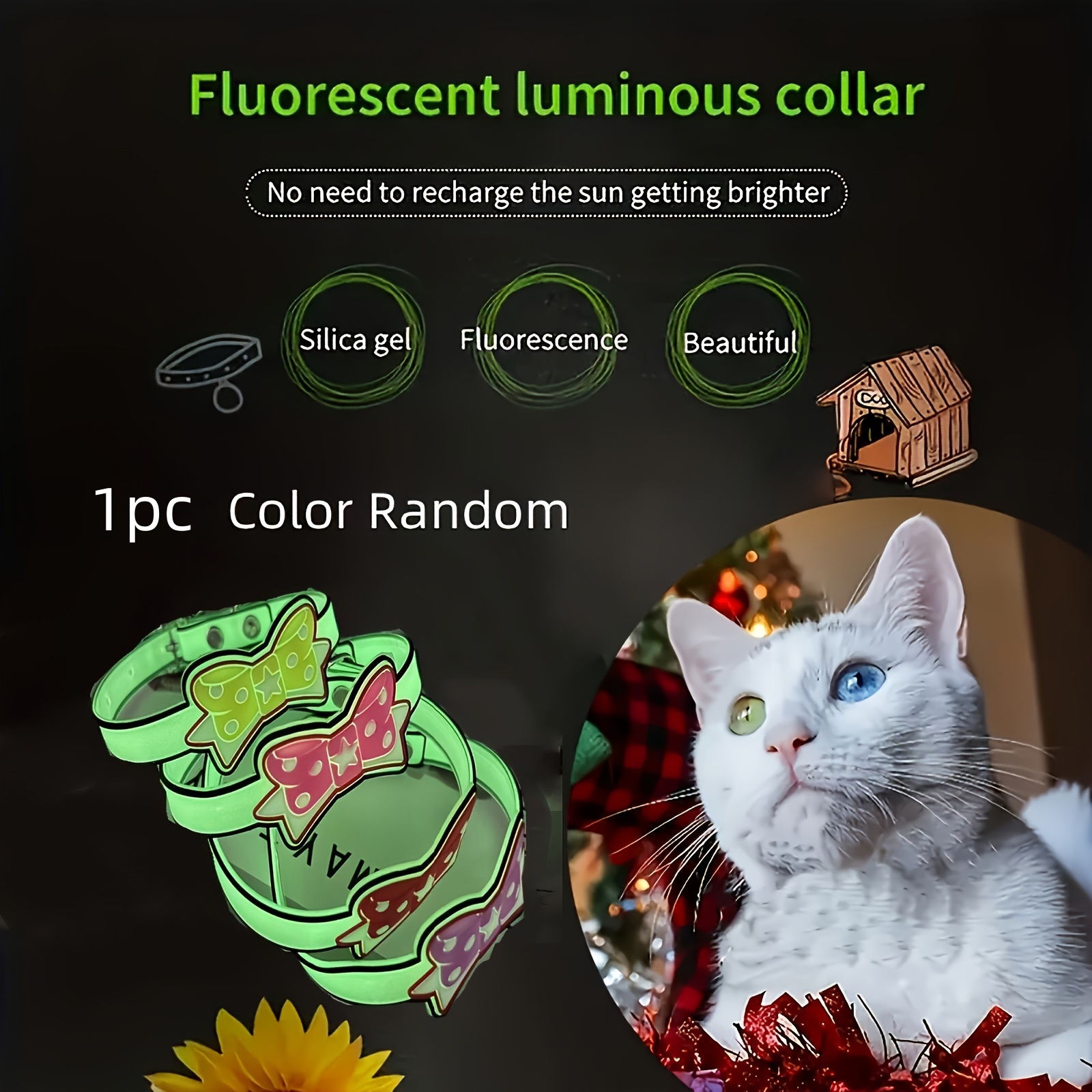 Fluorescent shop cat collar