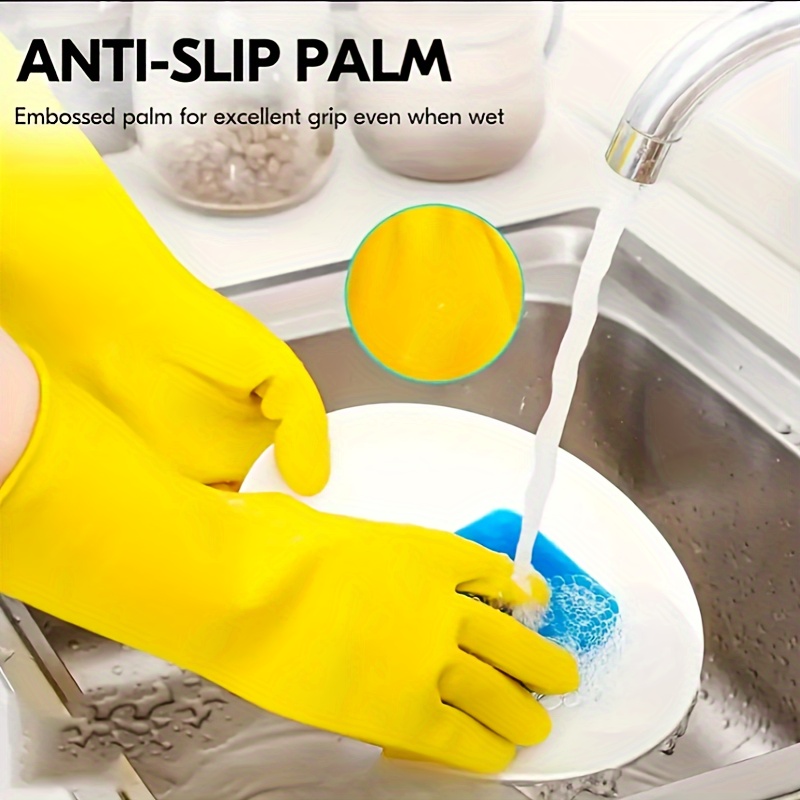 1 Pair Premium Household Cleaning Gloves Waterproof Kitchen Dishwashing Gloves Non slip Housework Gloves Pet Care Gloves Durable Laundry Washing Gloves Cleaning Supplies Cleaning Tool