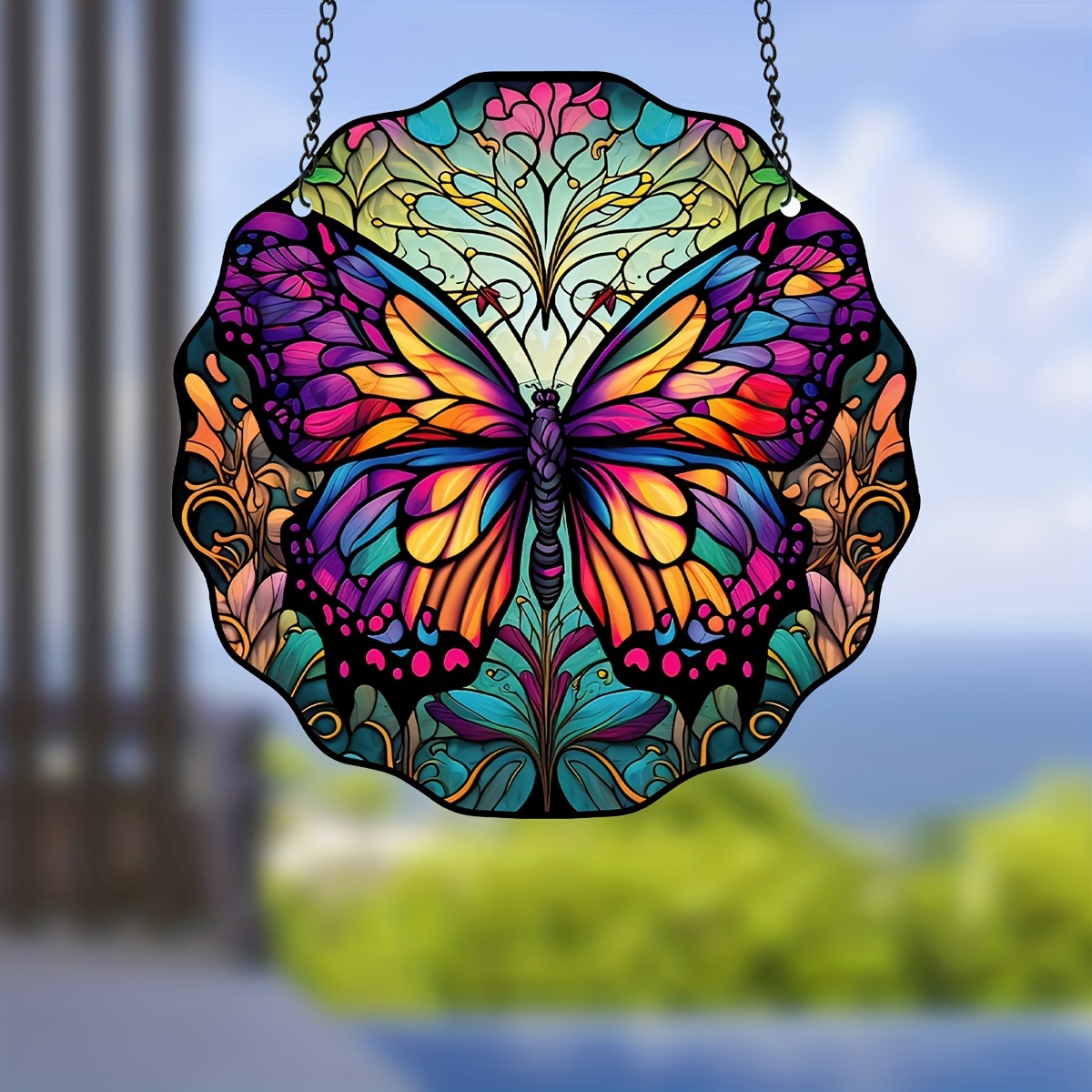 Lot de 7 attrape-soleil papillon en cristal coloré de 36 cm