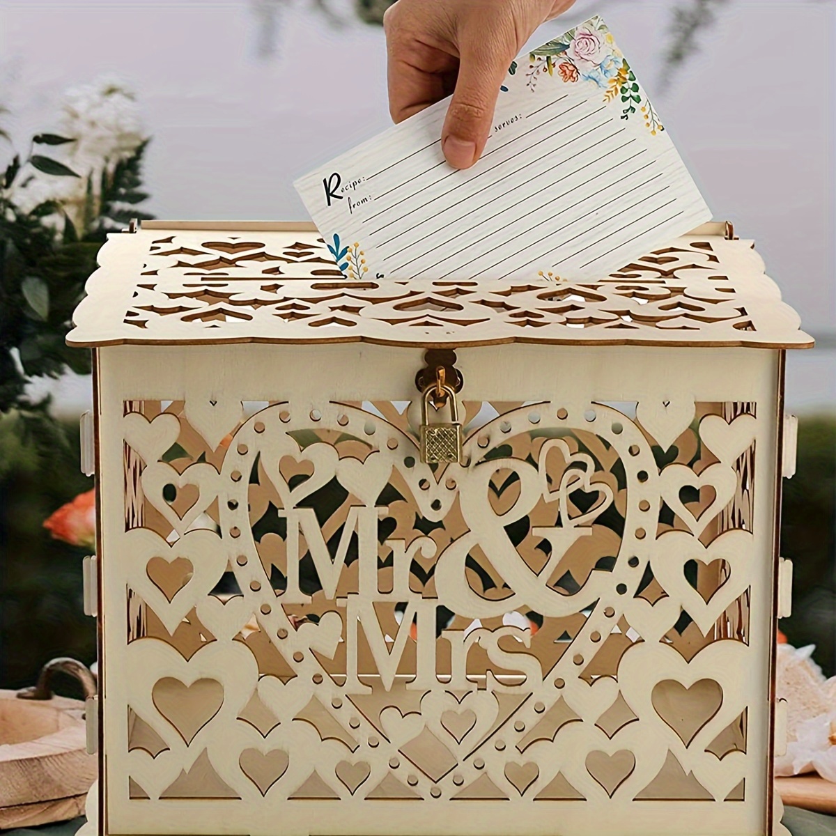 Diy Wooden Gift Card Box Wedding Supplies Hollow Business - Temu