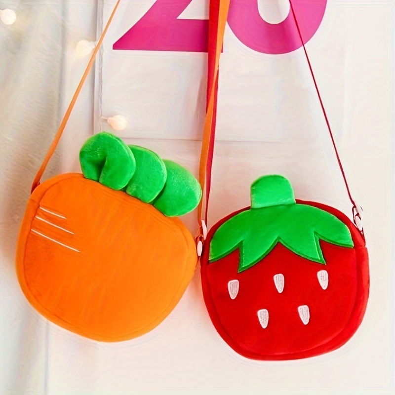 Girls Cute Strawberry Carrot Decor Straw Woven Shoulder Bag Coin Purse  Crossbody Bag With Zipper - Temu