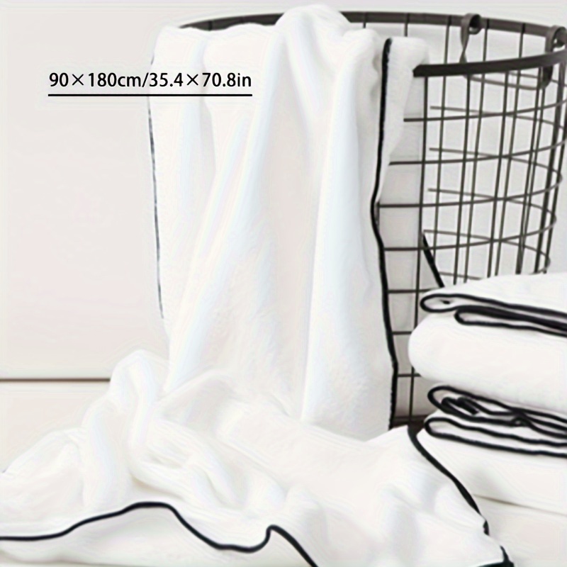 1pc Thickened & Absorbent Bath Towel Stripe Soft Household Wrap-around Towel  For Adults