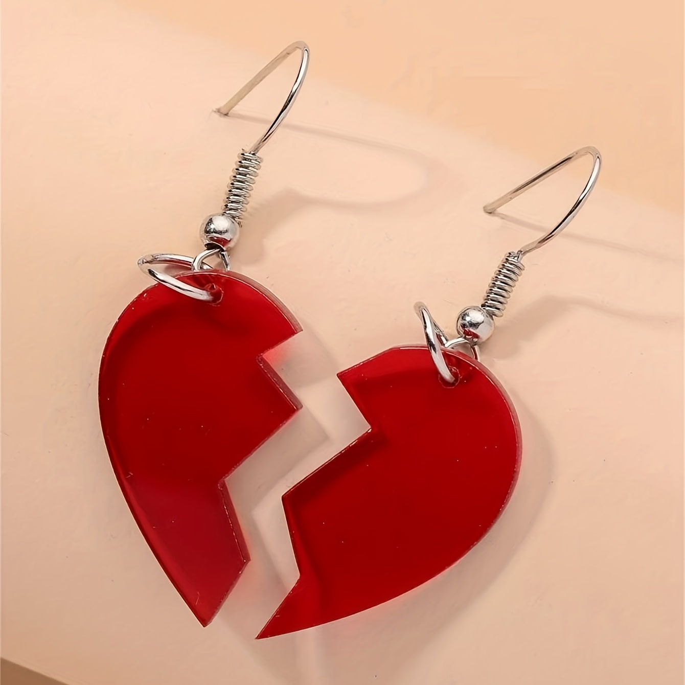 Asymmetrical heart padlock and heart card post earrings