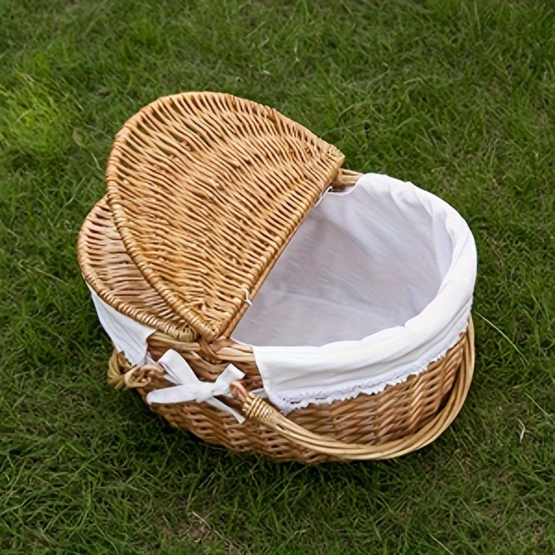 rattan outdoor picnic basket lid double door Temu Mauritius