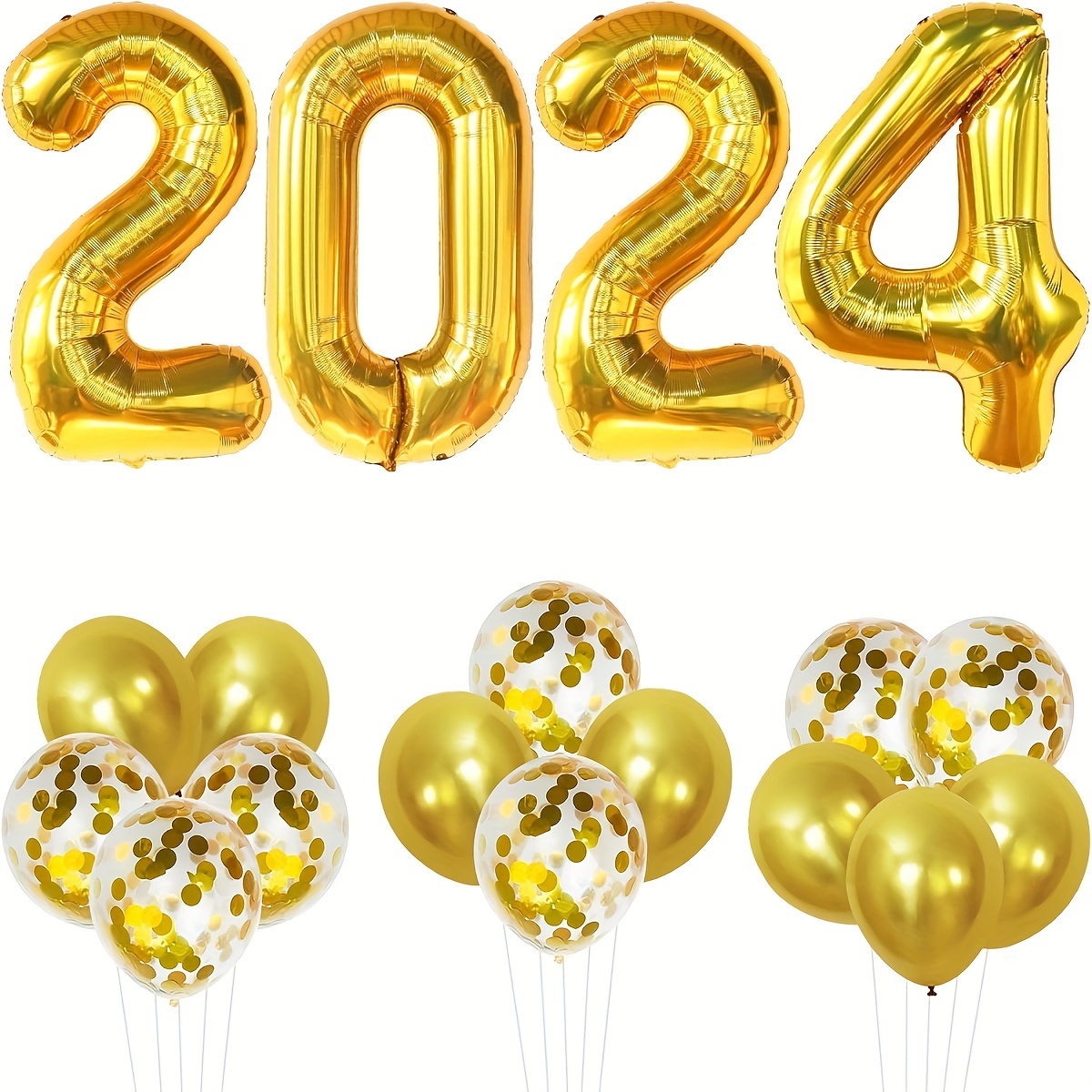 1 Set Hello-2024 Aluminum Film Balloons Party Decorative Balloons 2024 New Year Balloons, Size: 40 cm