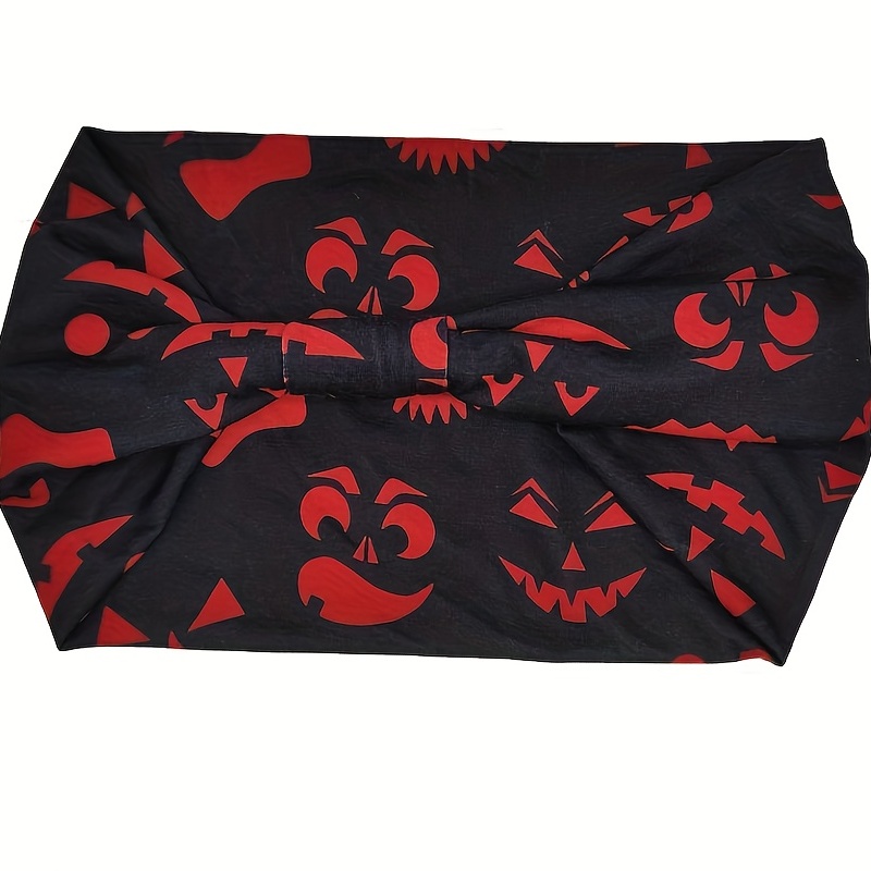 Pumpkin Horror Face Headband Stretchy Sports Hair Band