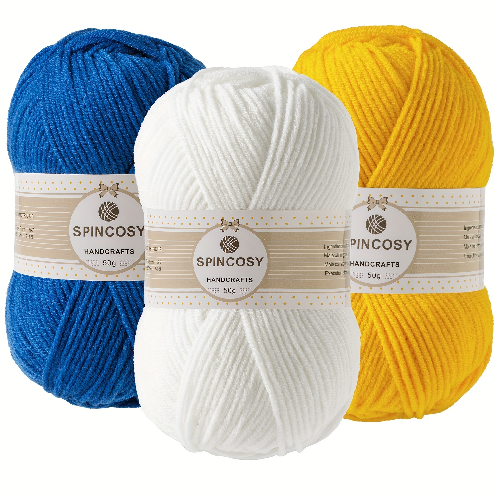 Spincosy Handcrafts Lot of 6 Skeins Creamy White Yarn 100% Acrylic 50g Each