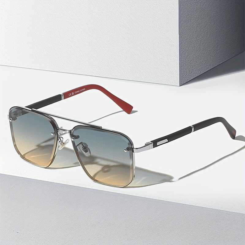 Trendy Cool Sunglasses Large Square Frame Metal Sunglasses With