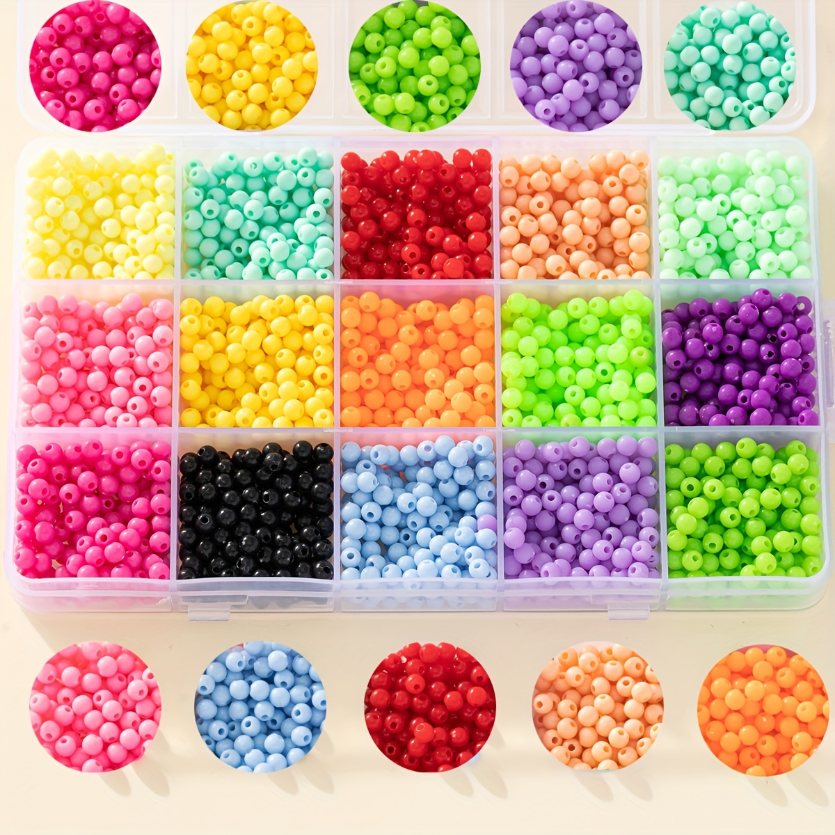 

3750 Pièces De Perles Rondes En Acrylique Coloré Bonbon De 4 Mm Avec Trou Pour La Fabrication De Colliers Et De Bijoux