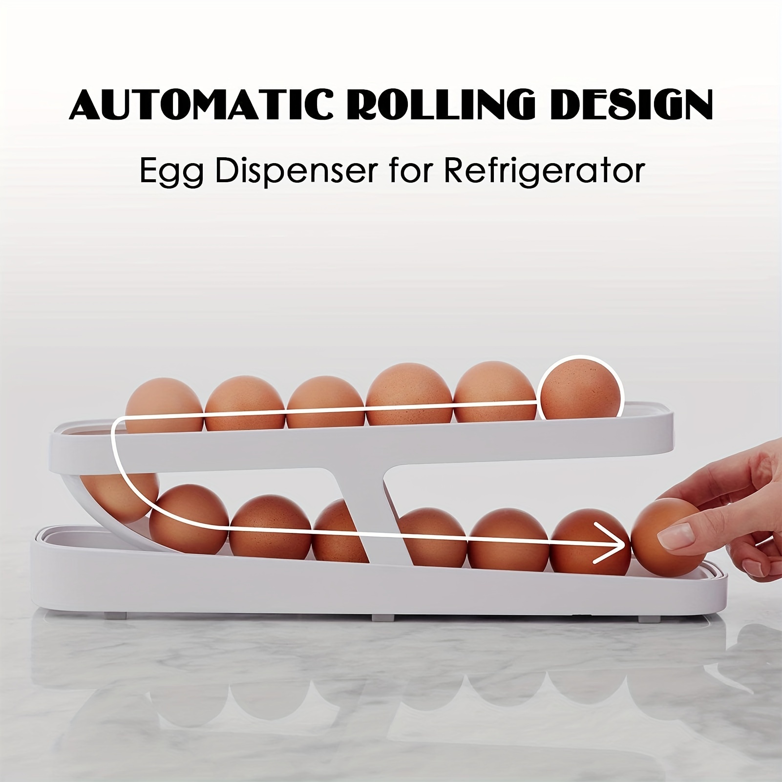 Egg Holder For Refrigerator, Automatically Rolling Egg Storage Container, 2  Tier Rolling Egg Dispenser For Refrigerator Countertop Cabinet