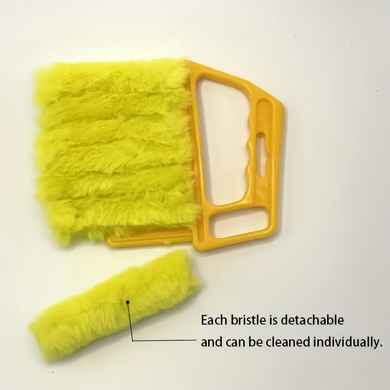 3 Pcs Cleaner Tool, 7 Finger Window Venetian Dusting Cleaner Brush 1 Pc  Duster Brushes for Air Conditioner Dirt House Plant Car Corner  Shutter,Yellow