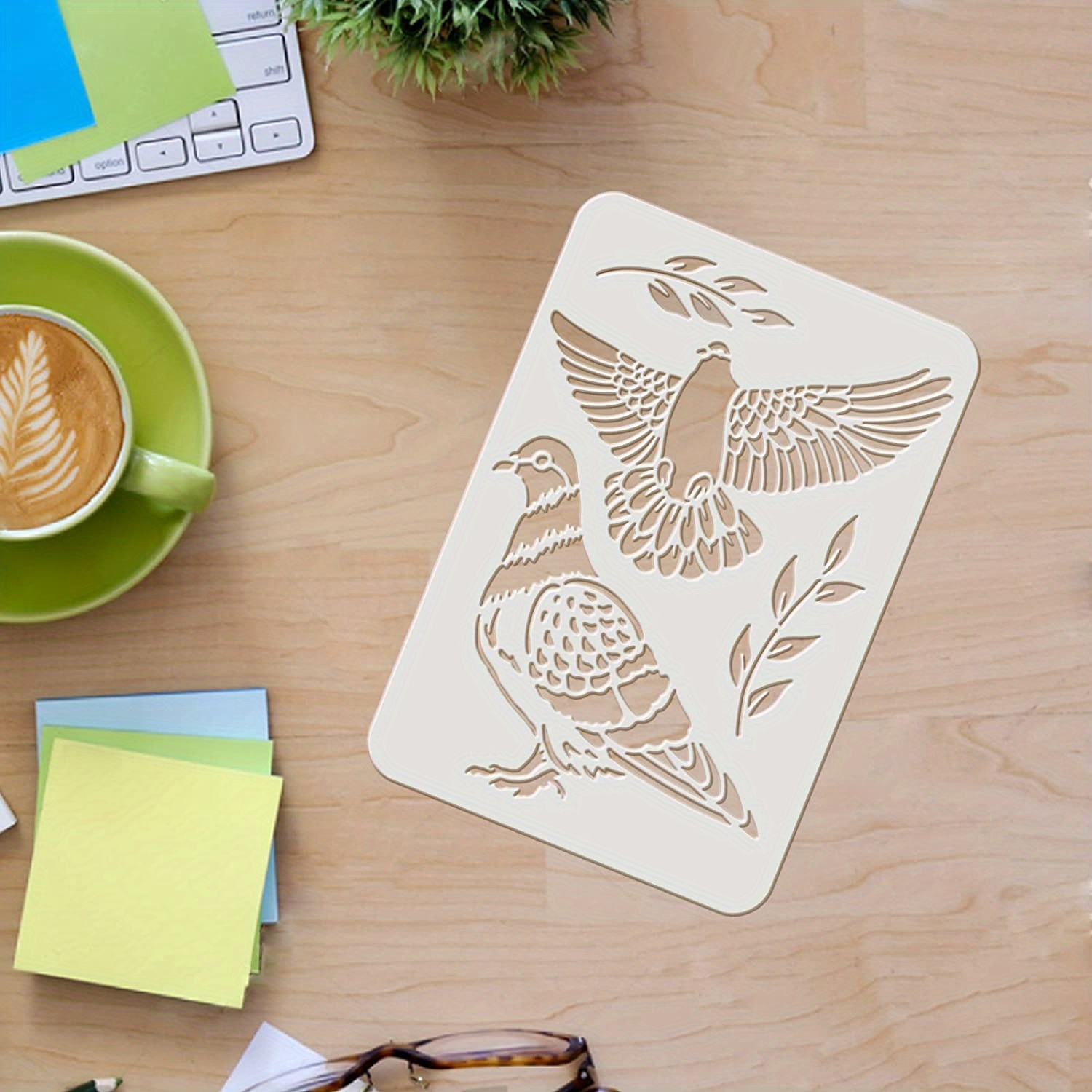 TEMU 1pc Of Peace Stencil 29.7x21cm Peace Stencils For Painting Reusable Pigeon Stencil For Painting On Wood Tile Paper Fabric Floor Wall