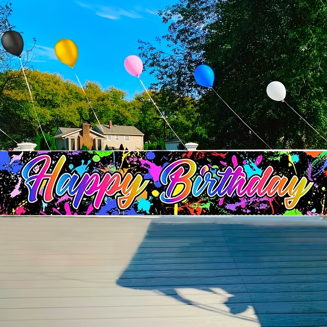 Decoraciones de pancarta de fondo de fiesta de feliz 18 cumpleaños, Neno,  brilla en la oscuridad, niñas, niños de 18 años, pintura de salpicaduras de  Graffiti - AliExpress