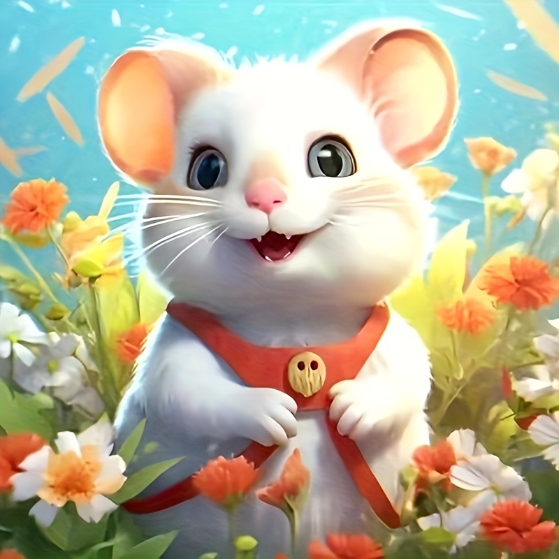 Rat And Flowers Diamond Painting Cute Animal Design Embroidery House  Decorations