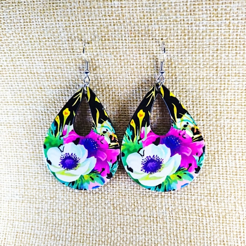 Creative Turtle Drop Earrings Flower Pattern Dangle Earrings Animal  Plants Lovers Statement Earrings Animals Jewelry Gifts