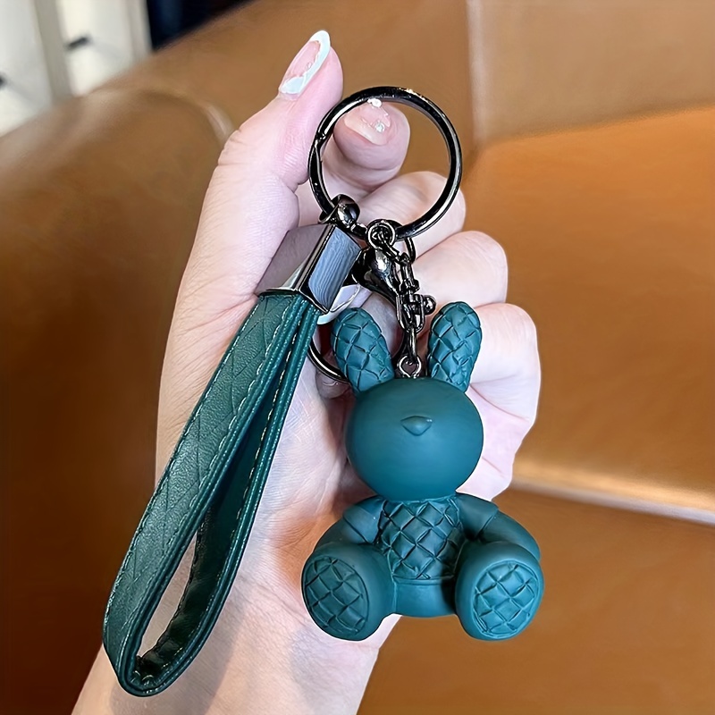 Resin Bamboo Braided Rabbit Keychain Key Chain Couple Pendant Car