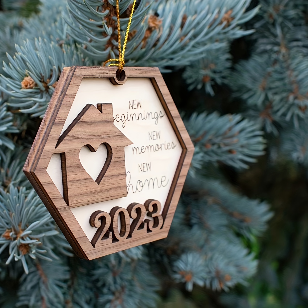 1 Pezzo, Decorazioni Natalizie, Macchina Per Appendere L'albero Di Natale  Casa In Legno Modello D'amore Ciondolo In Memoria Ciondolo In Legno