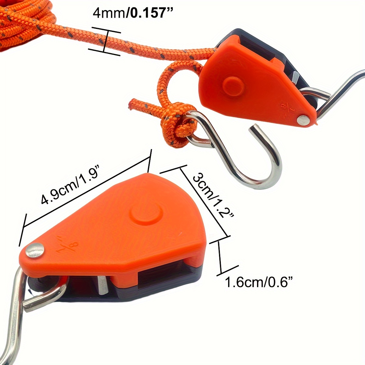 Poulie Cliquet Corde Cintre Réfléchissant Vent Corde Tendeur Pour Camping  6mm 5m Orange