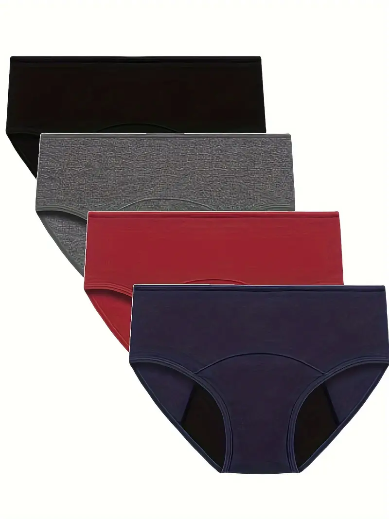 4pcs Menstrual Period Panties, Comfy & Breathable Full-Coverange Anti-Leak  Panties, Women's Lingerie & Underwear