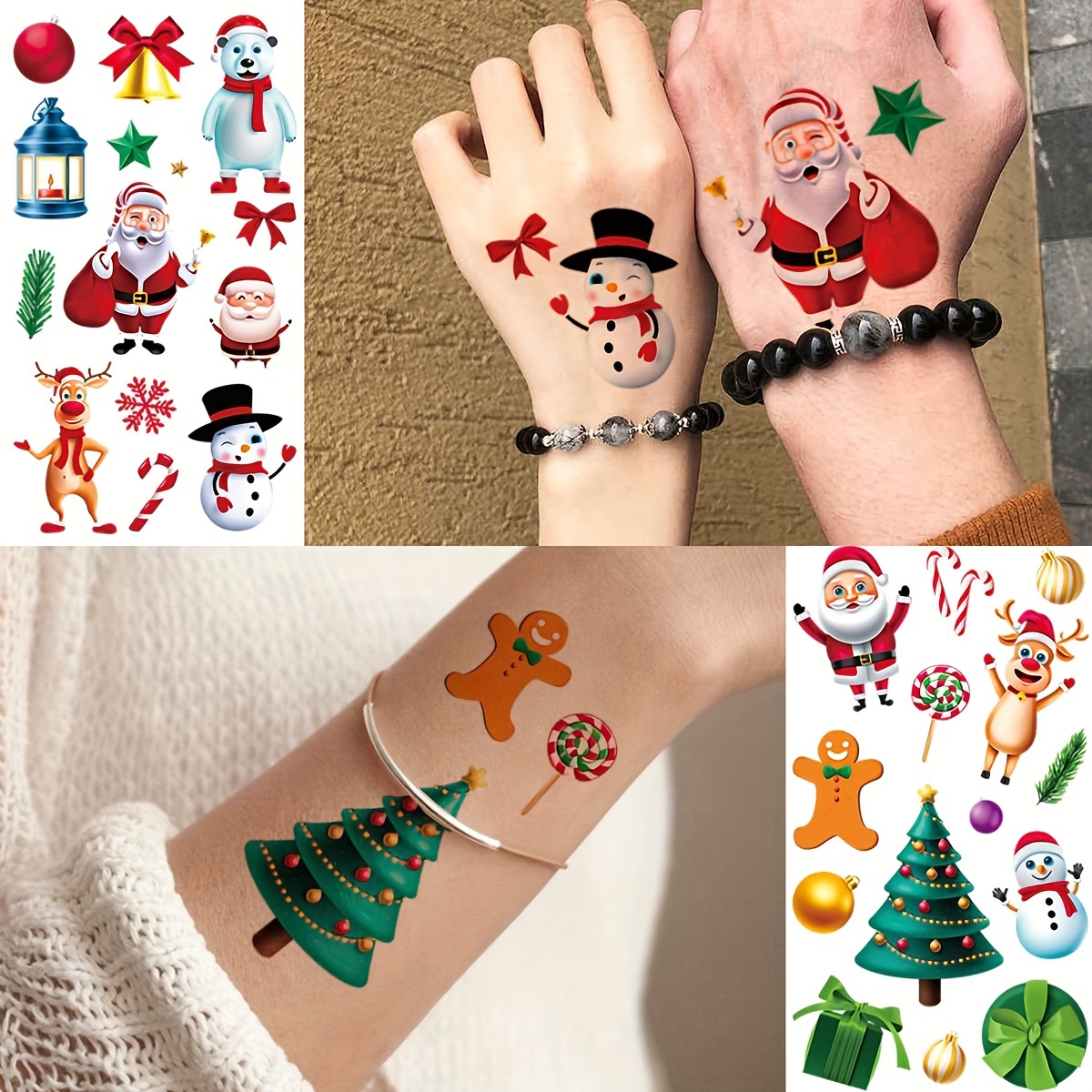 10 Tatuajes Temporales Navidad Niños Niñas Mujeres Hombres - Temu Chile