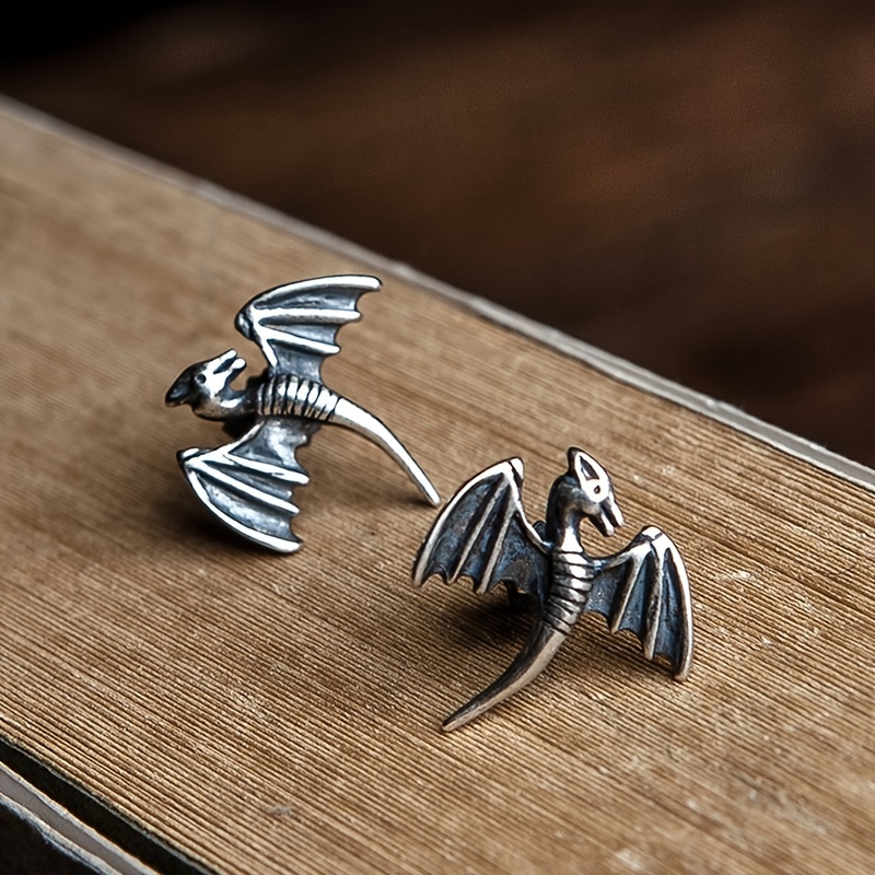 Vintage Silvery Pterosaur Ear Studs