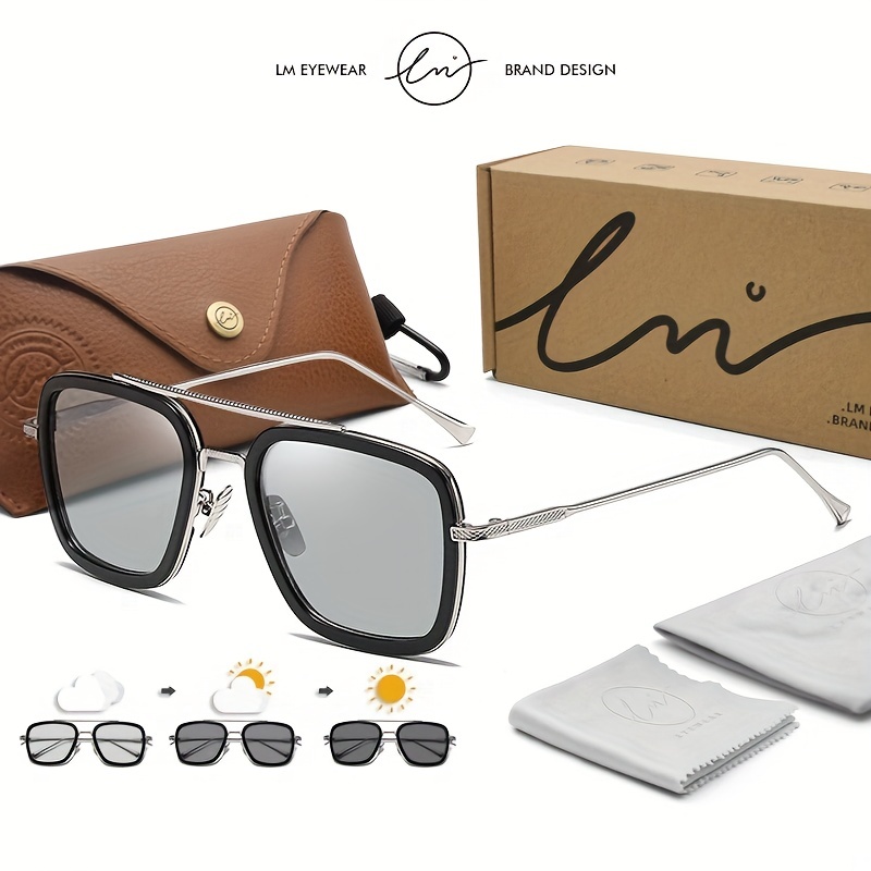Men's Lm Brand Square Sunglasses Photochromic - Temu Mexico