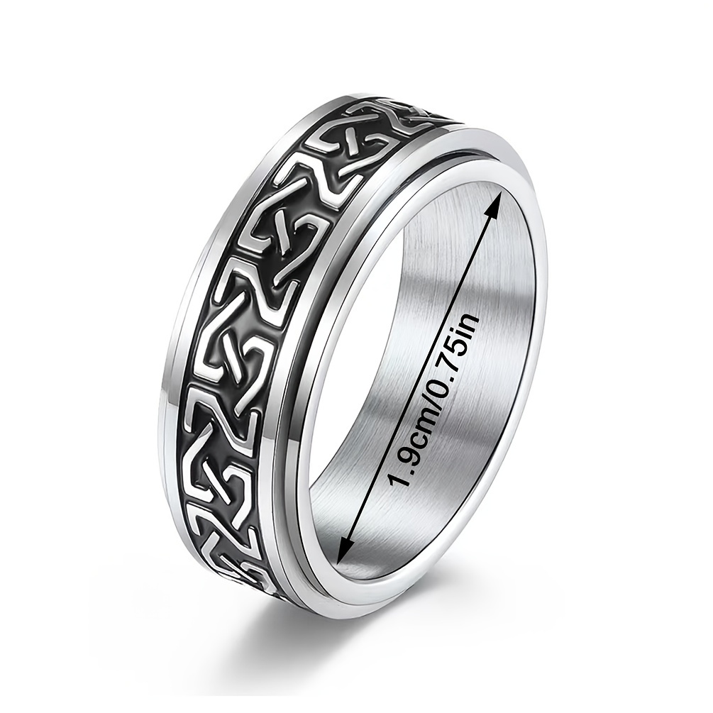 Men's Stainless Steel Ring Set Rotatable Decompression Ring - Temu