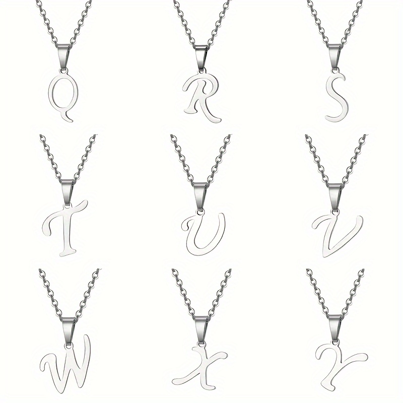 Stainless Steel Minimalist 26-Letter Pendant Necklace - Hip-Hop & Everyday Unisex Jewelry, Initial Gift for Women & Men, Durable Year-Round Wear, Necklace, Daily Wear Accessory, Modern Jewelry, Polished Finish