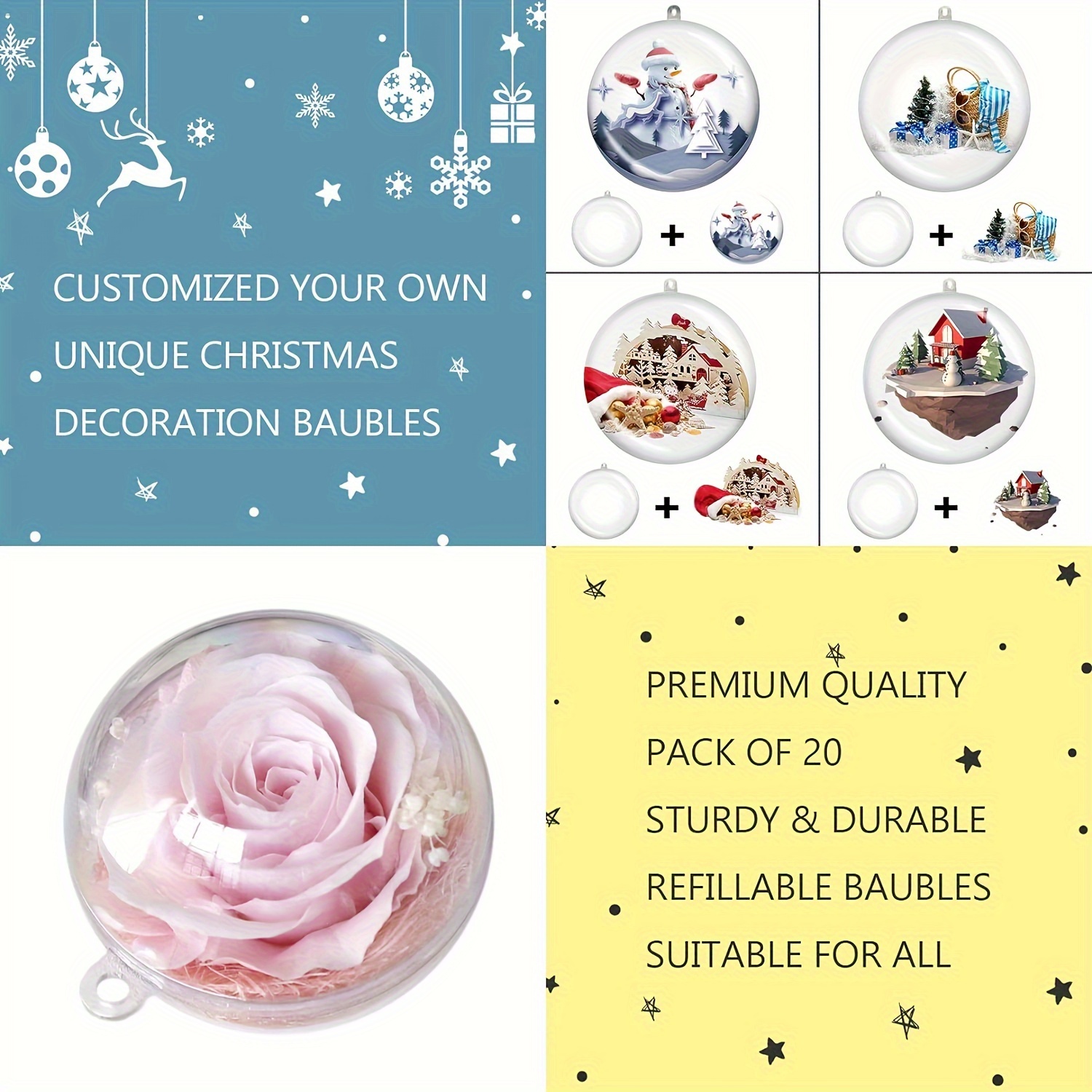 Christmas Clear Baubles To Fill tree Decorations Baubles - Temu