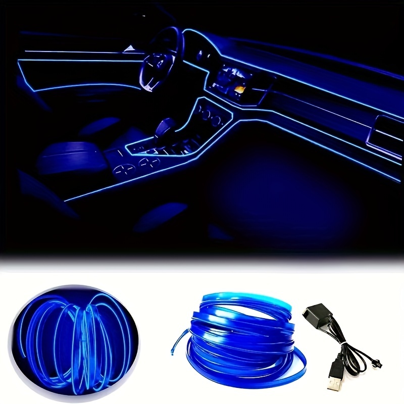 1pc 11811inchusb Voiture Atmosphère Lumière-glace Bleu Bande Voiture Led Lumières  Intérieur USB Neon Strip Lumières