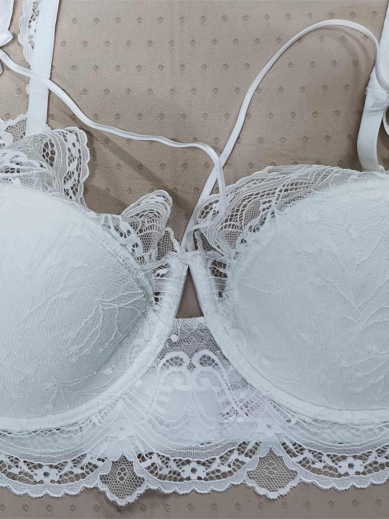 Womens Plus Size Bras Full Coverage Lace Underwire Unlined Bra White 40J