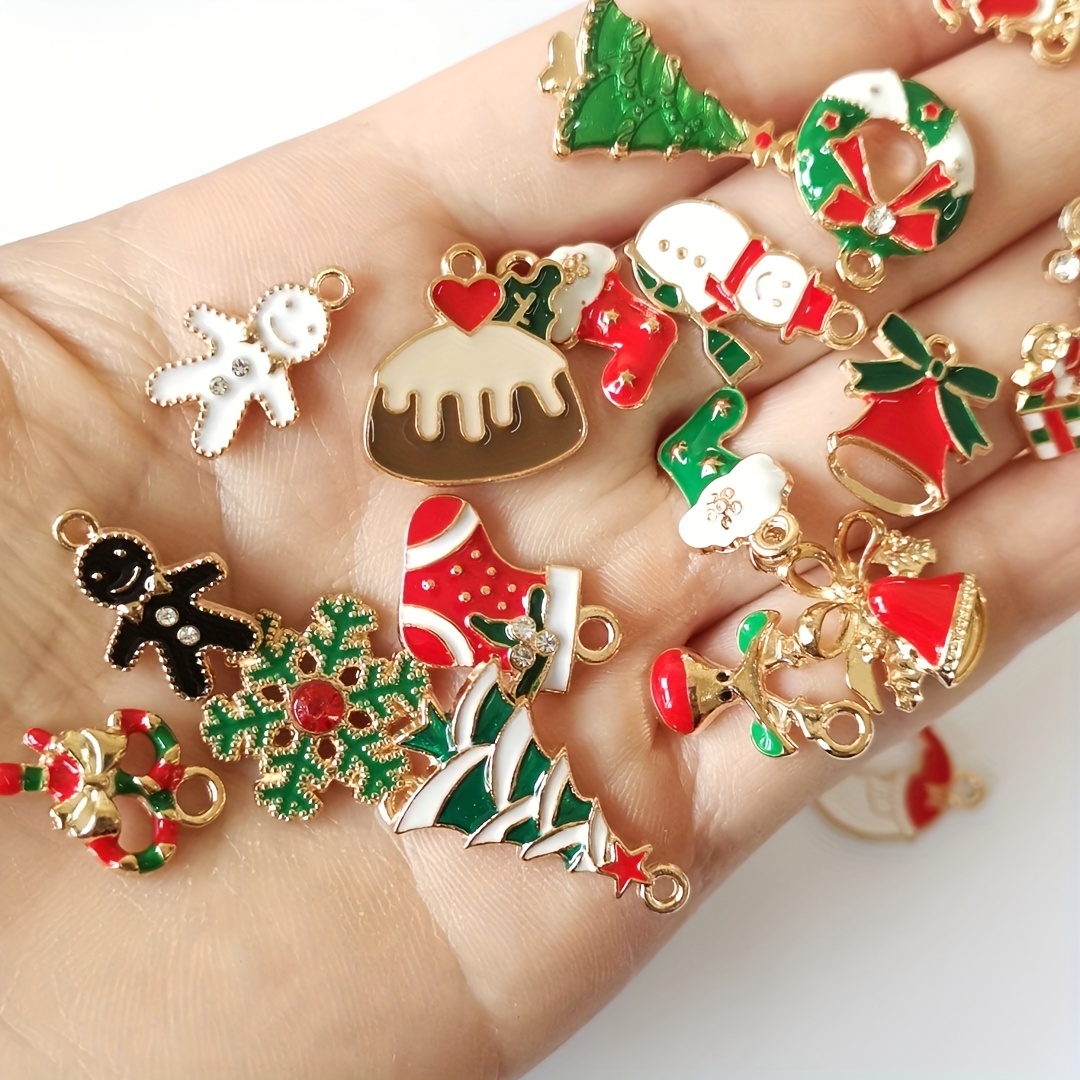 Christmas Series Snowflake Pendants Diy Alloy Enamel - Temu