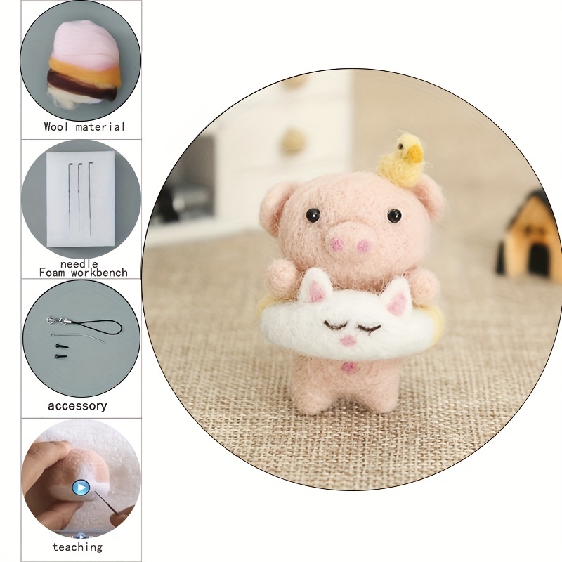 Cute Pig Wool Felting Kit with Body Needle Felting Kits for Beginners Wool Felt  Craft DIY Kit for Adults - AliExpress