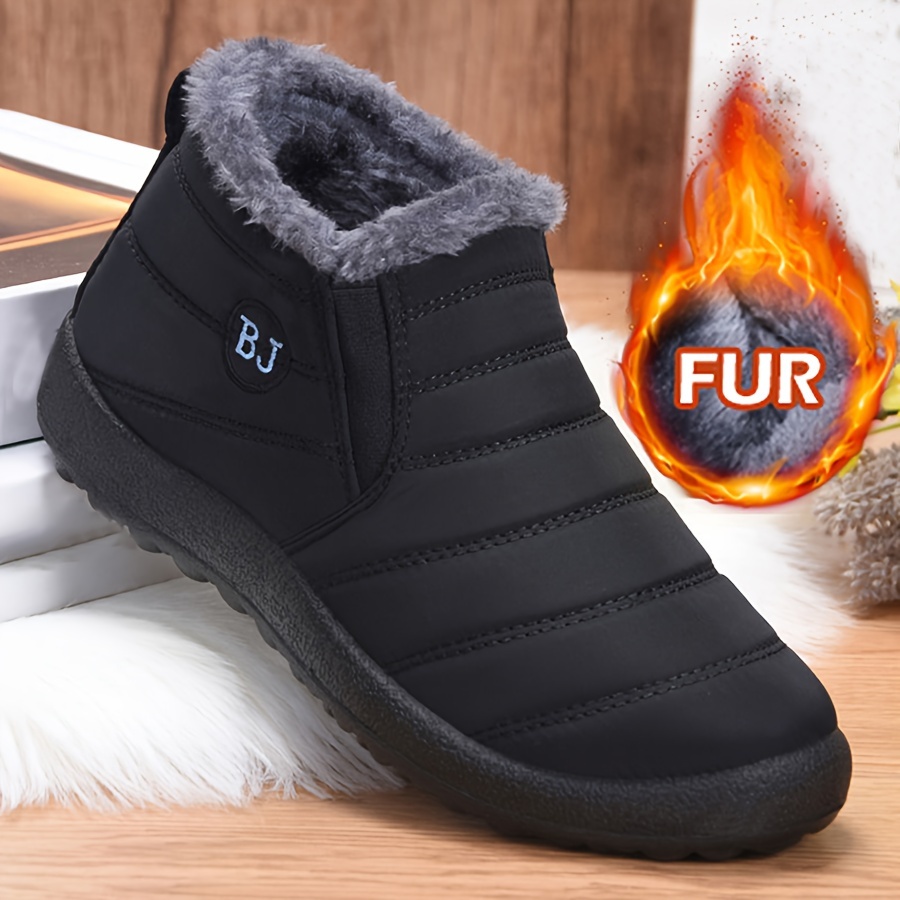 

Men's Snow Boots, Warm Cozy Non-slip Ankle Boots Plush Comfy Outdoor Hiking Shoes Lined Trekking Shoes, Winter